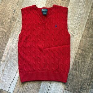 Polo Ralph Lauren Boys 7 Red Sweater Vest 100% cotton  nwot
